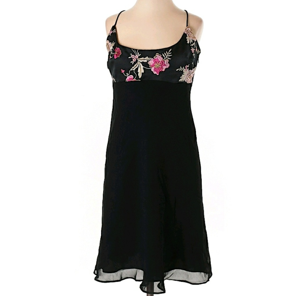 Odessa Black Midi Floral Womens Dress Size 2